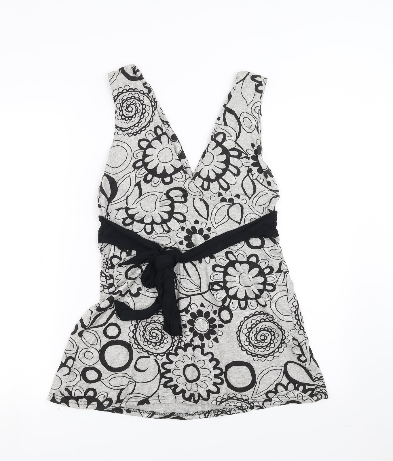 Quiz Womens Grey Floral  Basic Blouse Size 12