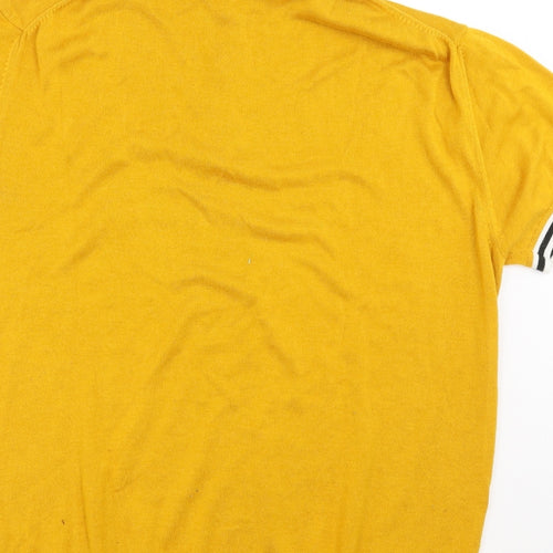 Zara Mens Yellow  Knit Pullover Jumper Size XL