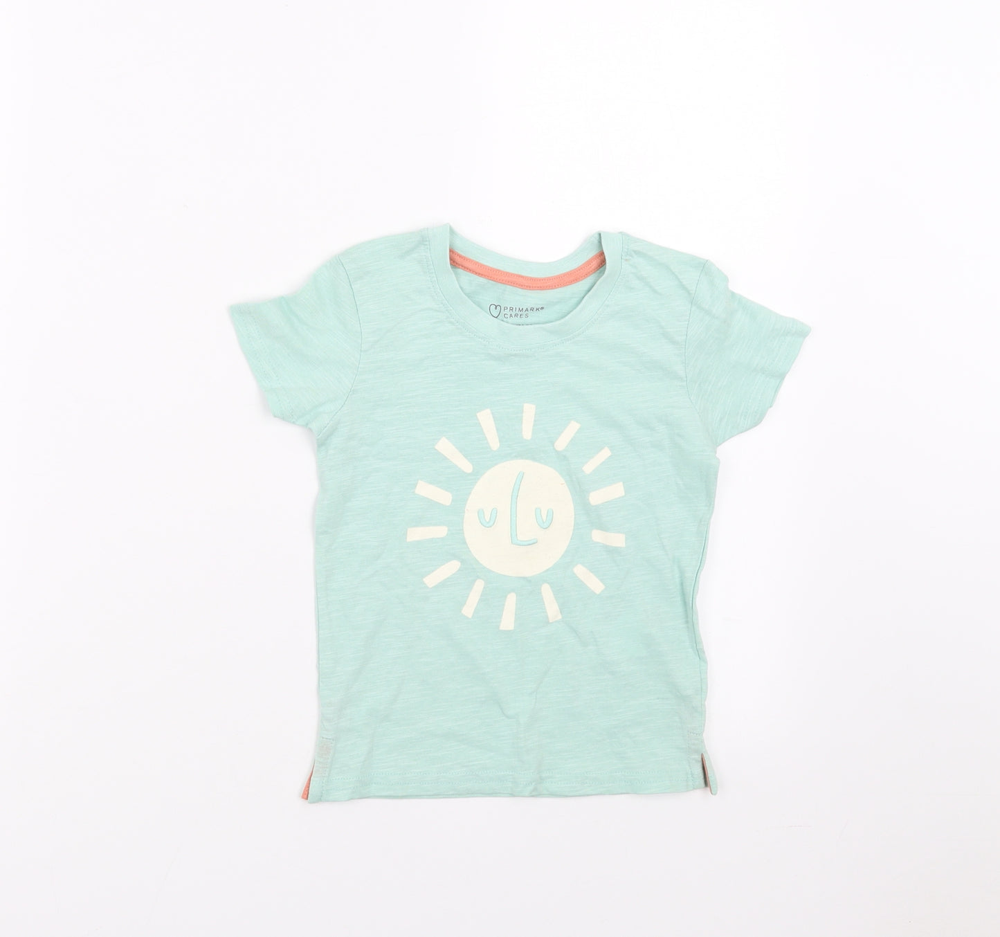 Primark Girls Green   Basic T-Shirt Size 2-3 Years  - sun