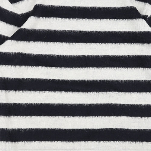 Zara Mens Black Striped  Pullover Jumper Size XL  - fluffy