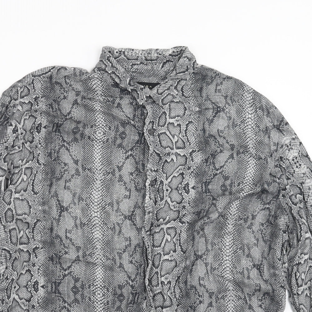 Zara Womens Grey Animal Print  Basic Blouse Size XL