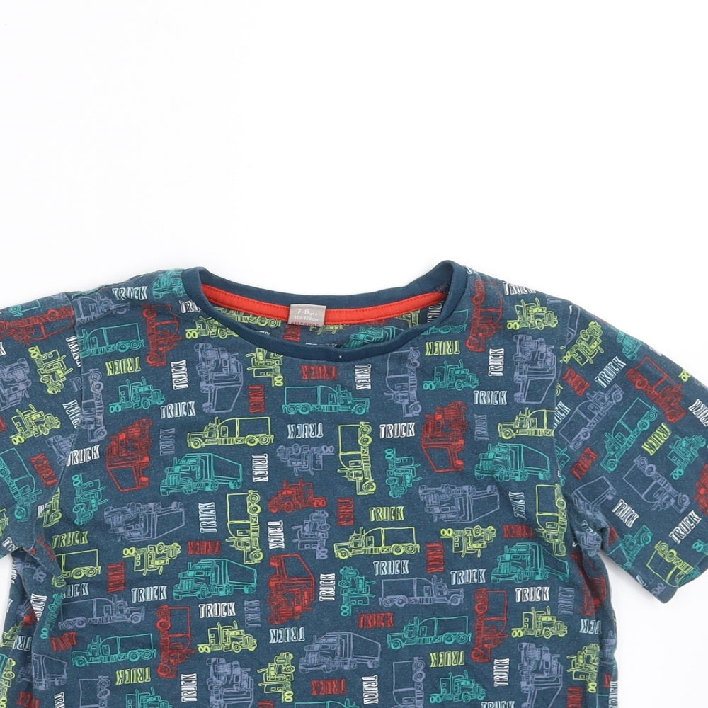 TU Boys Green   Basic T-Shirt Size 7-8 Years  - trucks