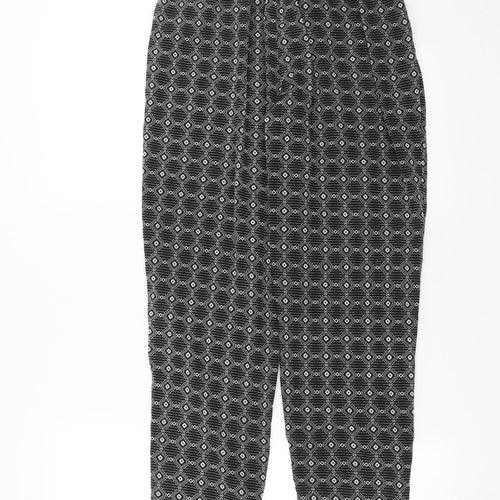 New Look Womens Black Geometric  Trousers  Size 10 L27 in