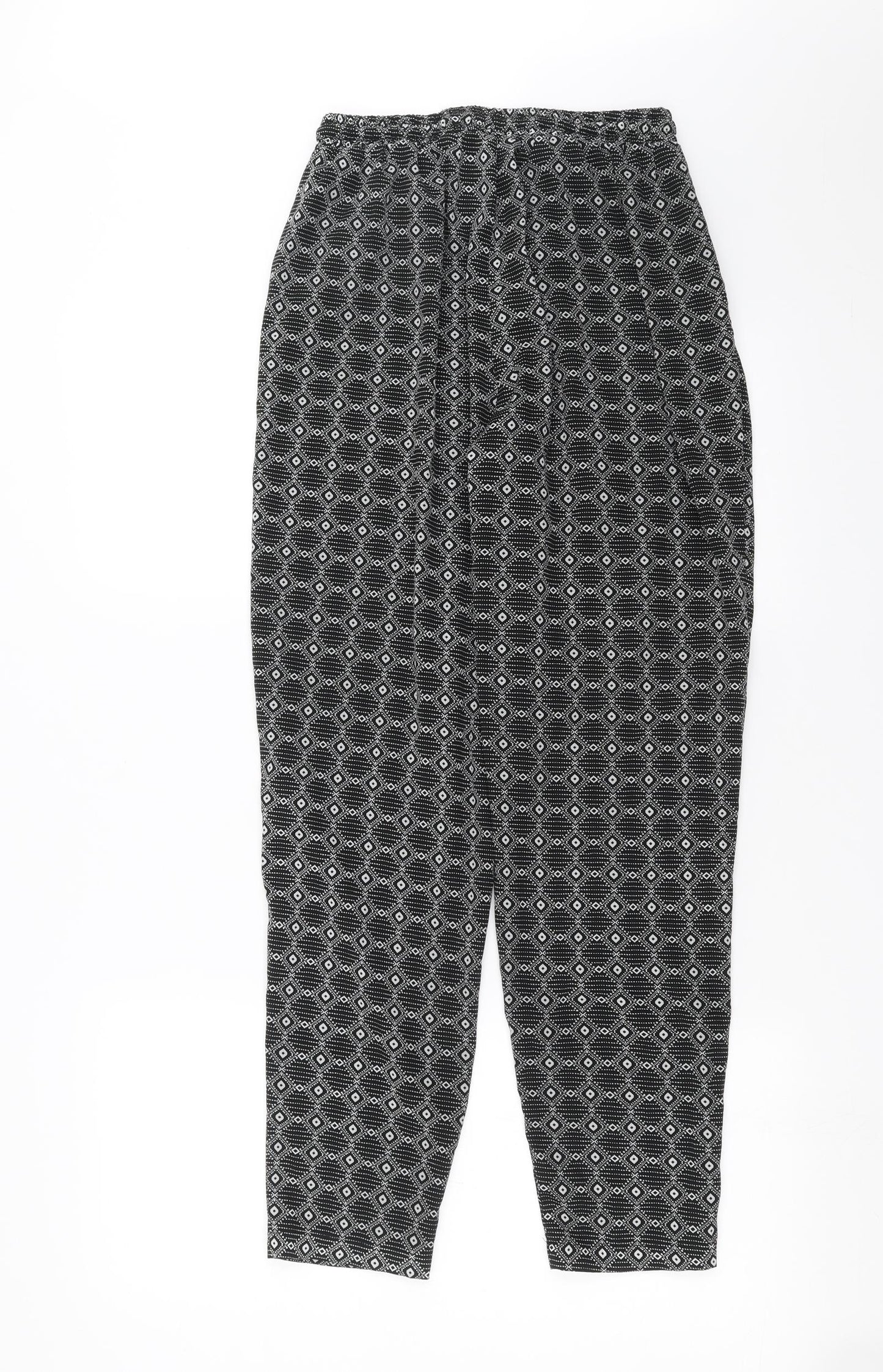 New Look Womens Black Geometric  Trousers  Size 10 L27 in