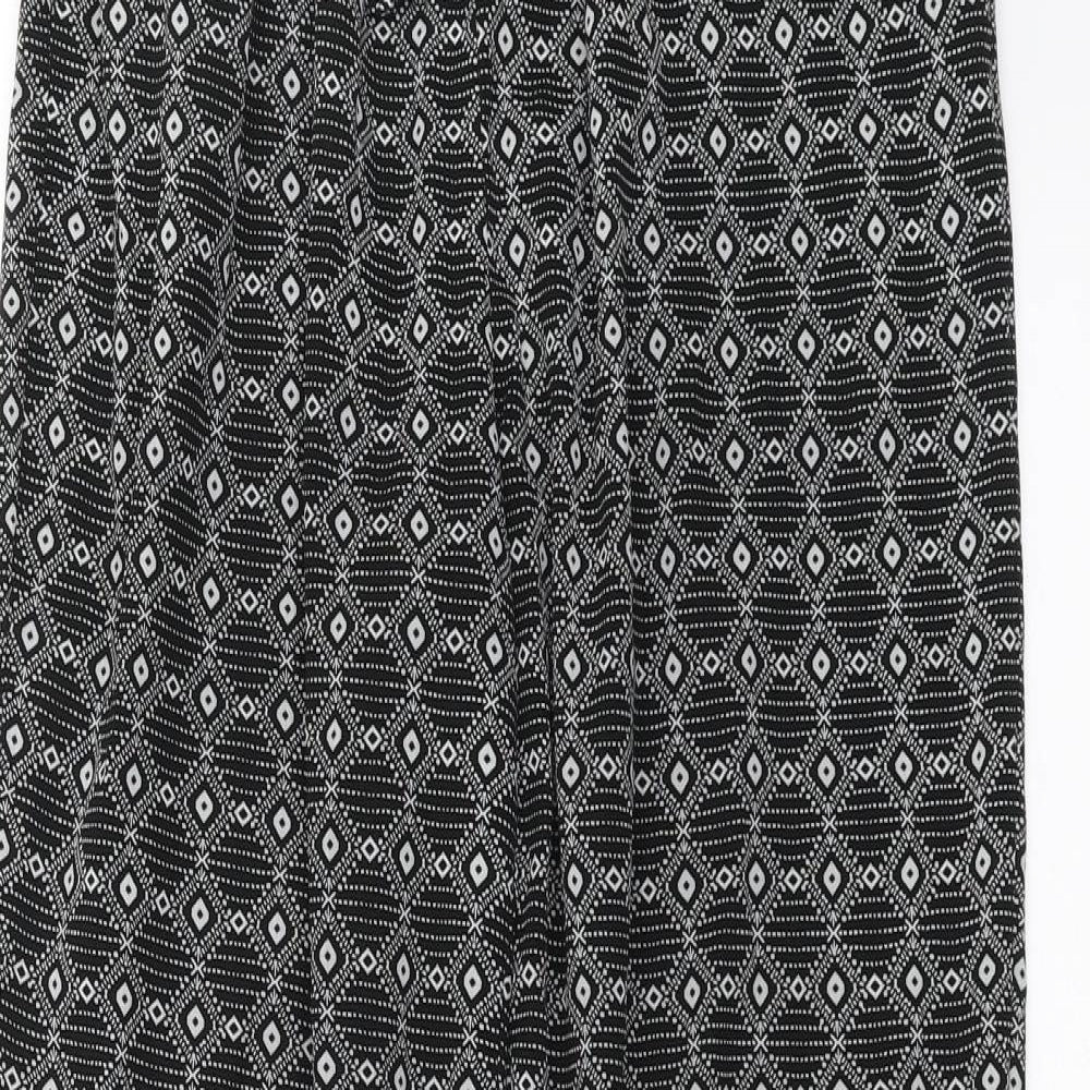 New Look Womens Black Geometric  Trousers  Size 10 L27 in