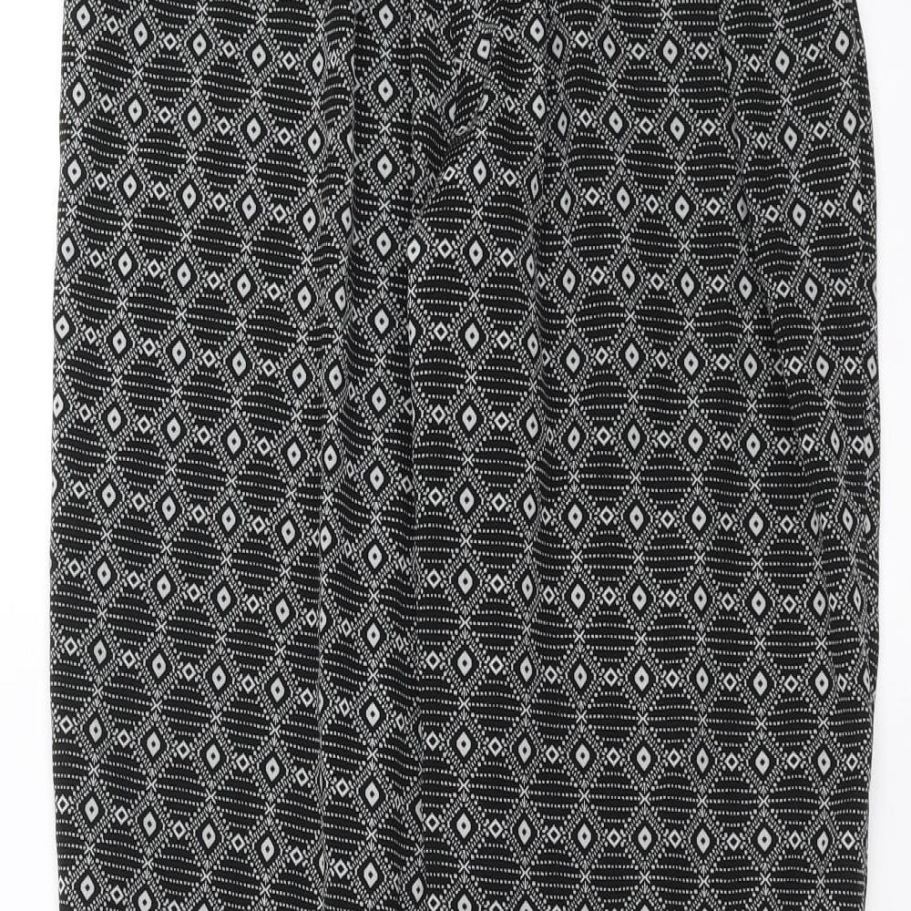 New Look Womens Black Geometric  Trousers  Size 10 L27 in