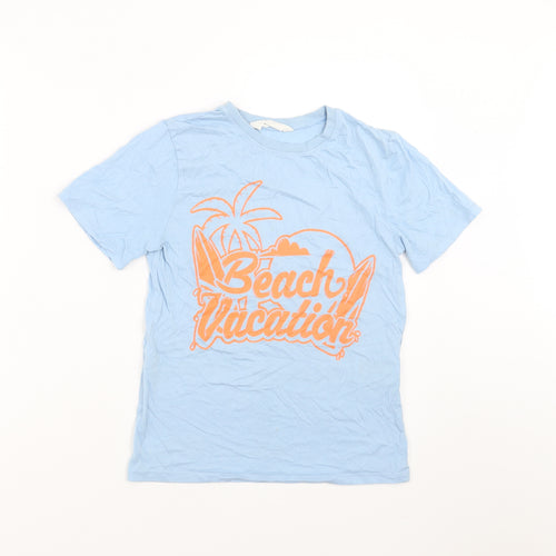 H&M Girls Blue   Basic T-Shirt Size 8-9 Years  - beach vacation