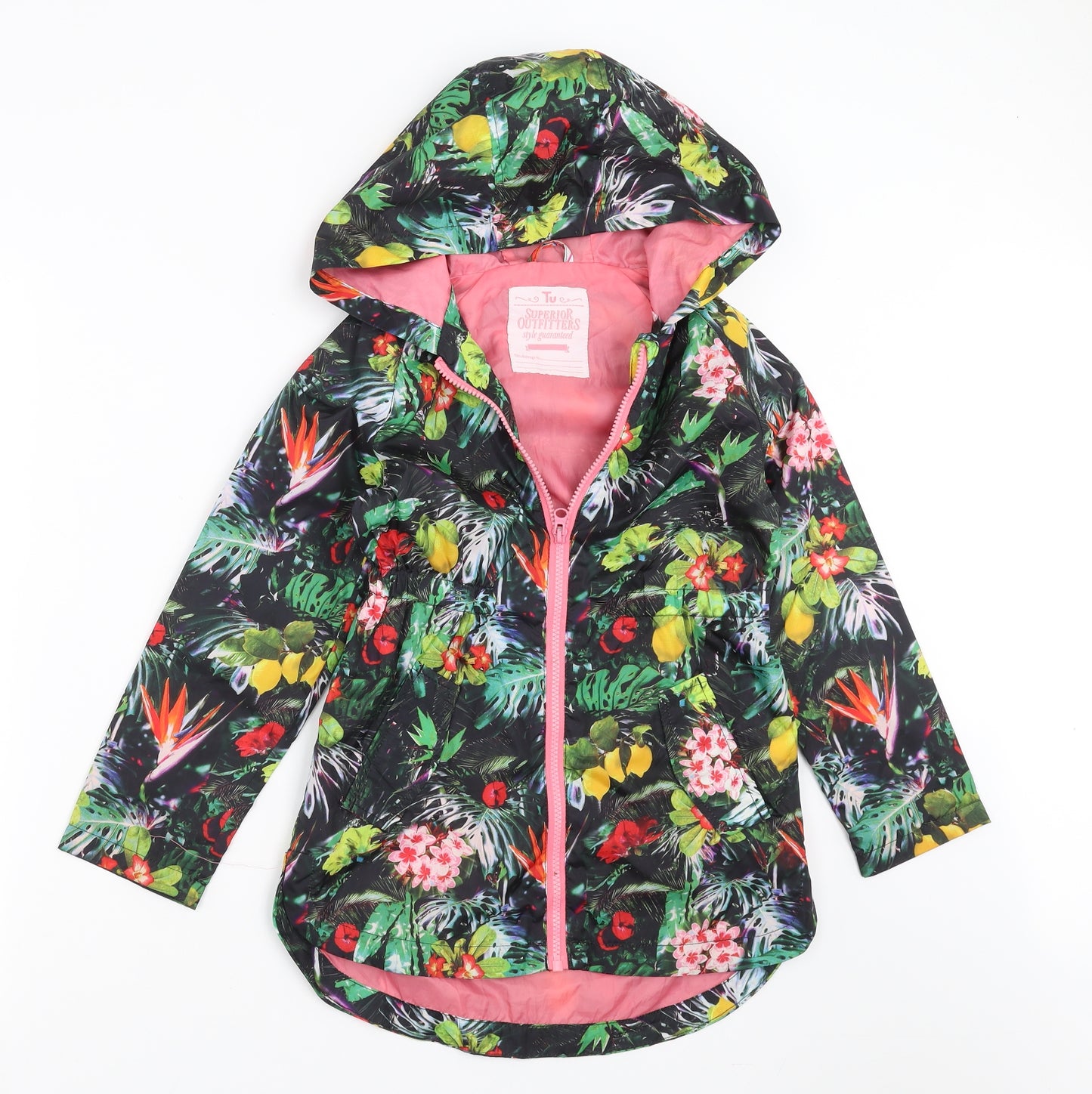 TU Girls Multicoloured Floral  Rain Coat Jacket Size 7-8 Years
