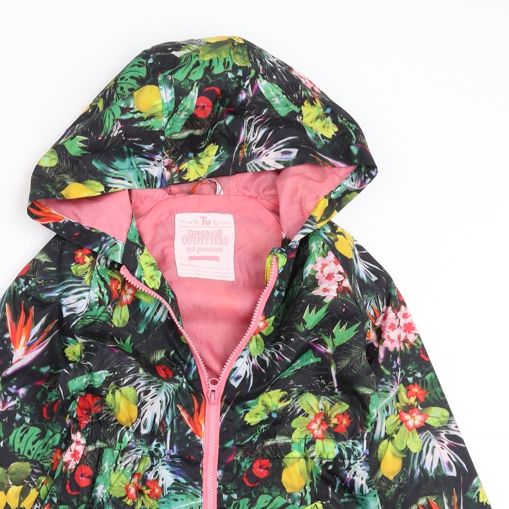 TU Girls Multicoloured Floral  Rain Coat Jacket Size 7-8 Years