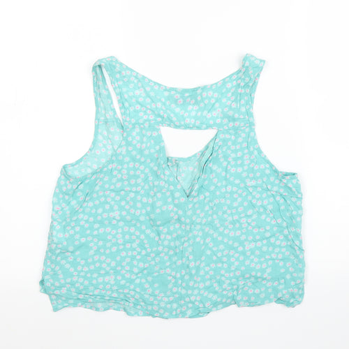 Pull&Bear Womens Green Floral  Basic Blouse Size M