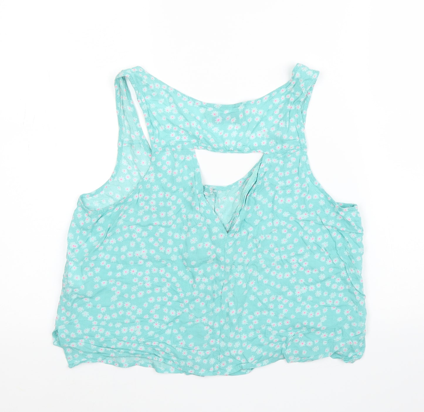 Pull&Bear Womens Green Floral  Basic Blouse Size M
