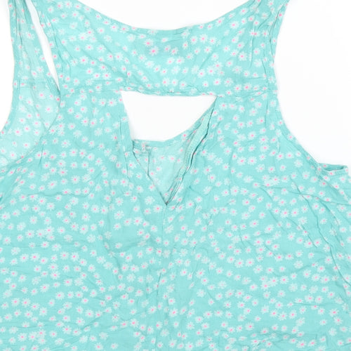 Pull&Bear Womens Green Floral  Basic Blouse Size M