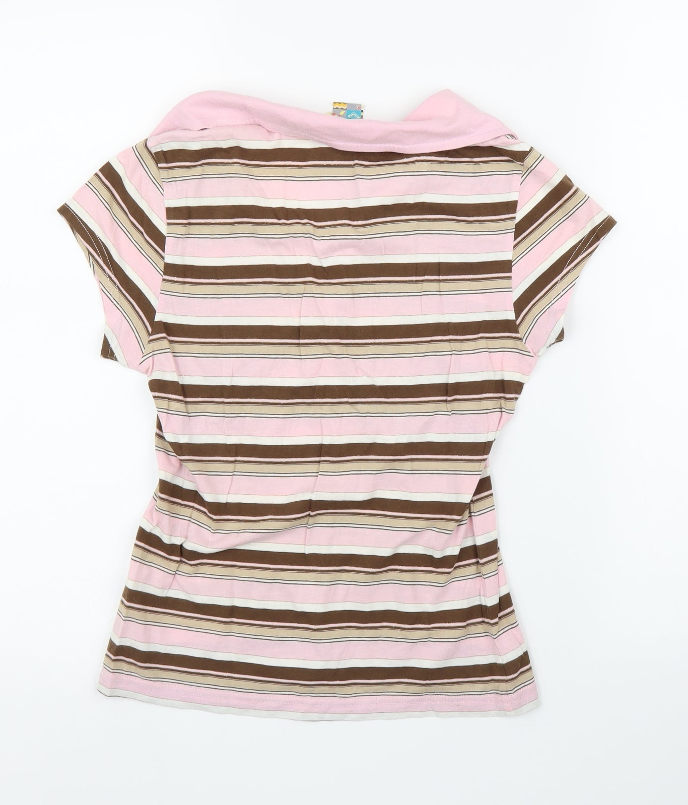 ROXY Womens Pink Striped  Basic T-Shirt Size XS