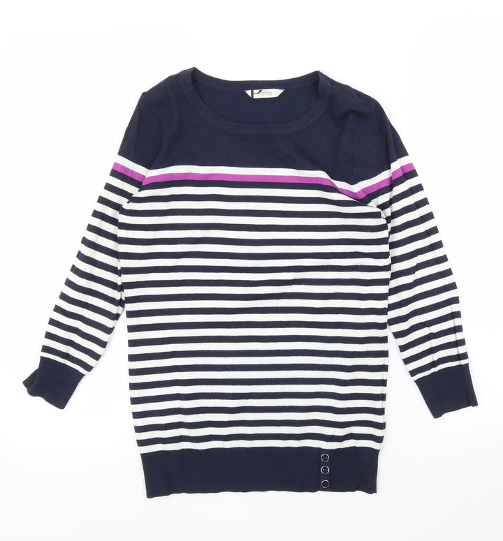 BHS Womens Blue Striped Pullover Jumper Size 8