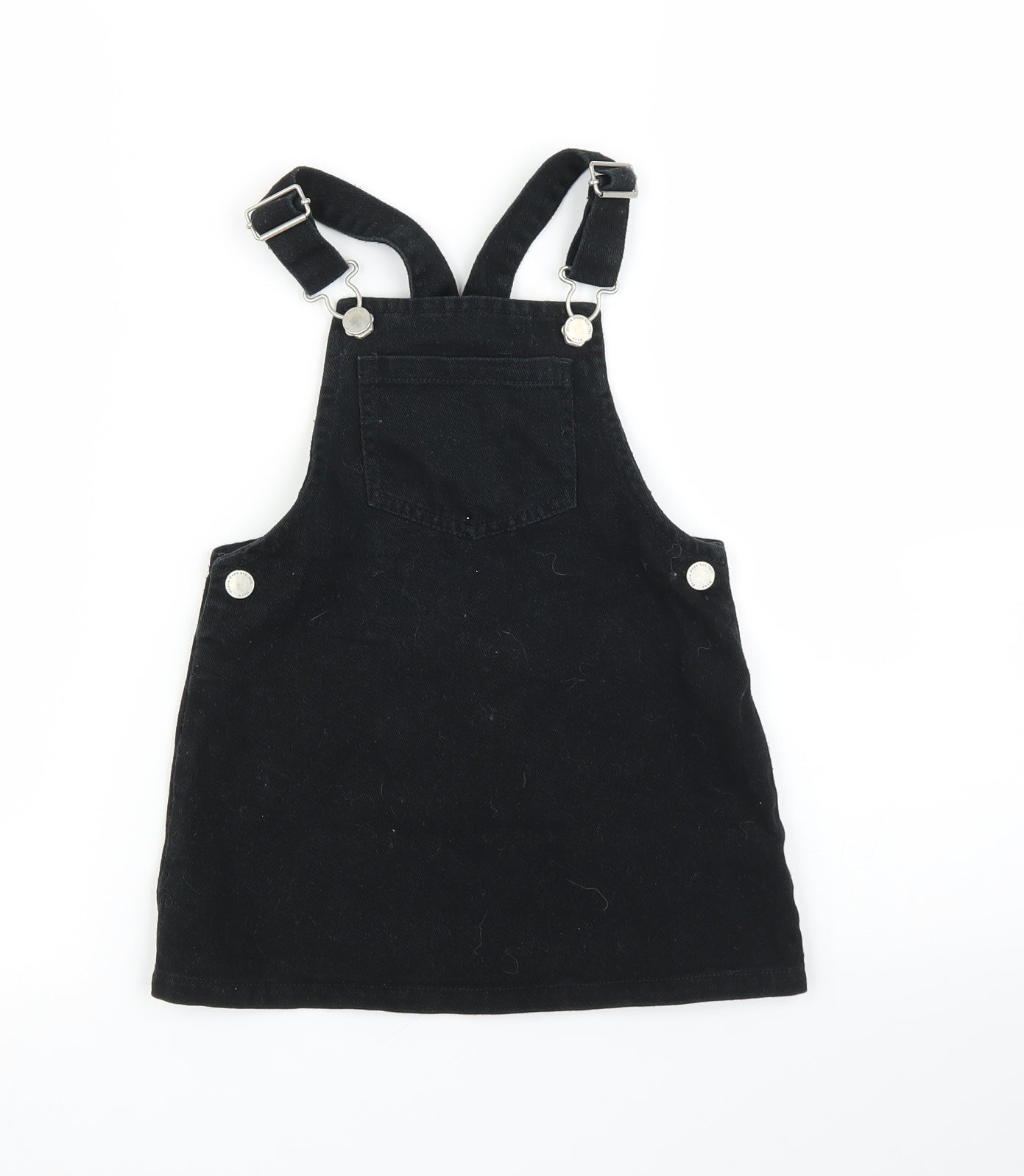 NEXT Girls Black  Denim Pinafore/Dungaree Dress  Size 3-4 Years