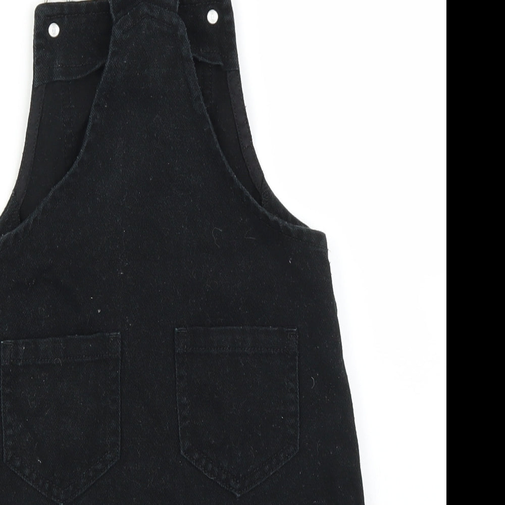 NEXT Girls Black  Denim Pinafore/Dungaree Dress  Size 3-4 Years