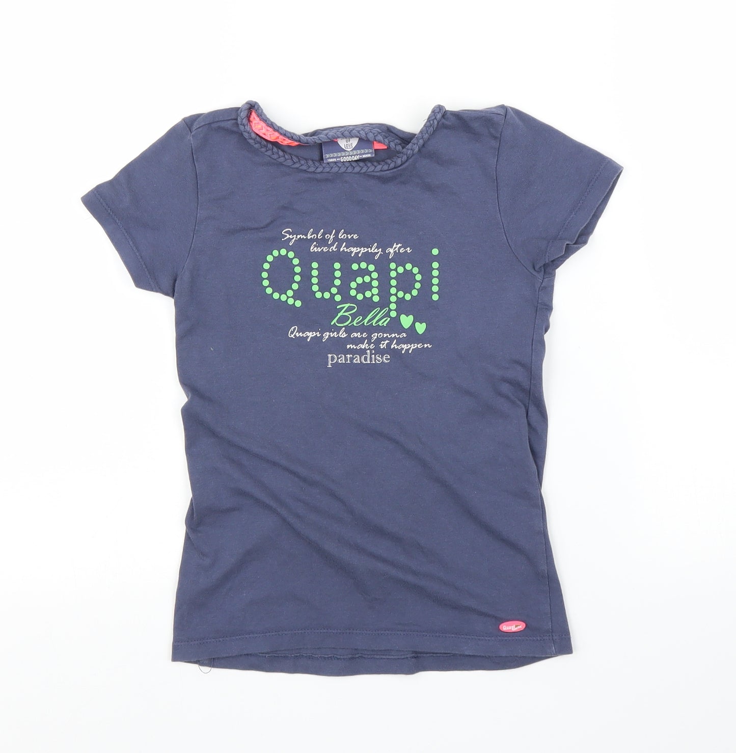 Quapi Girls Blue   Basic T-Shirt Size 7-8 Years