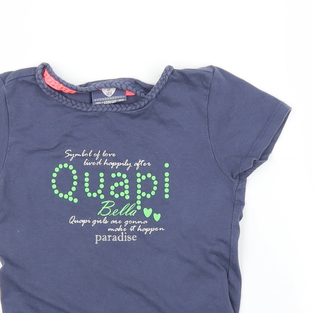 Quapi Girls Blue   Basic T-Shirt Size 7-8 Years