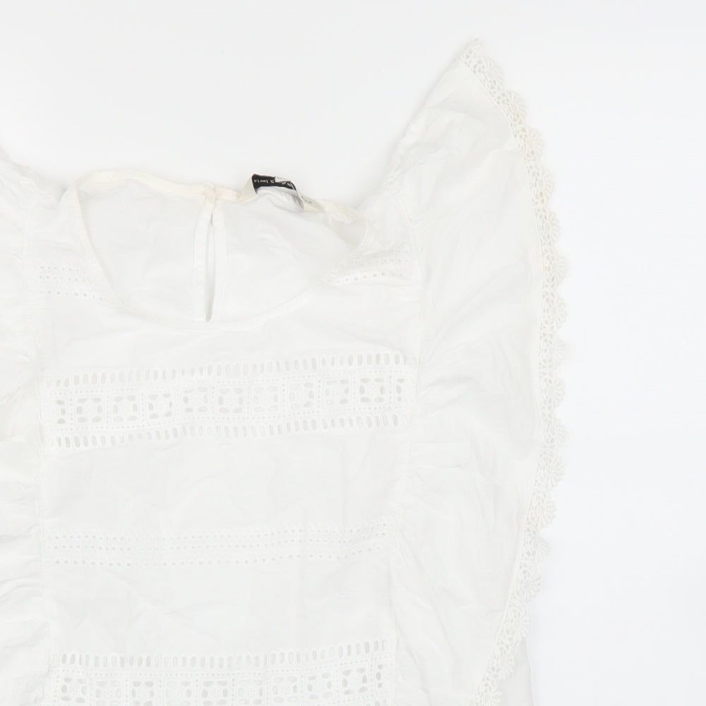 F&F Womens White Floral  Basic Blouse Size 16