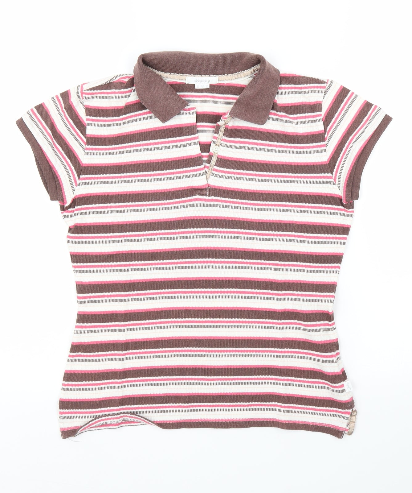 Wolsey Womens Brown Striped  Basic T-Shirt Size 10