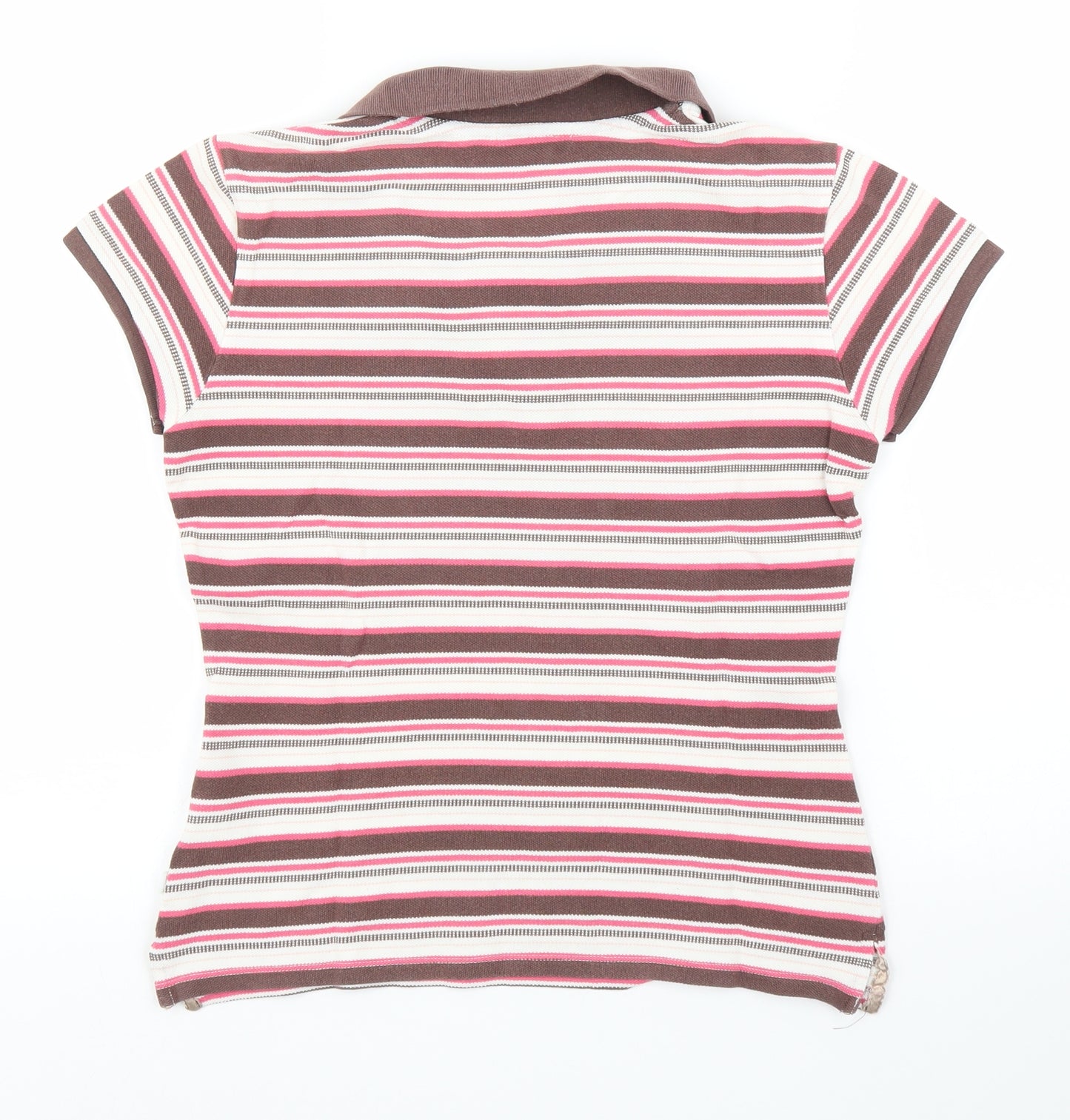 Wolsey Womens Brown Striped  Basic T-Shirt Size 10