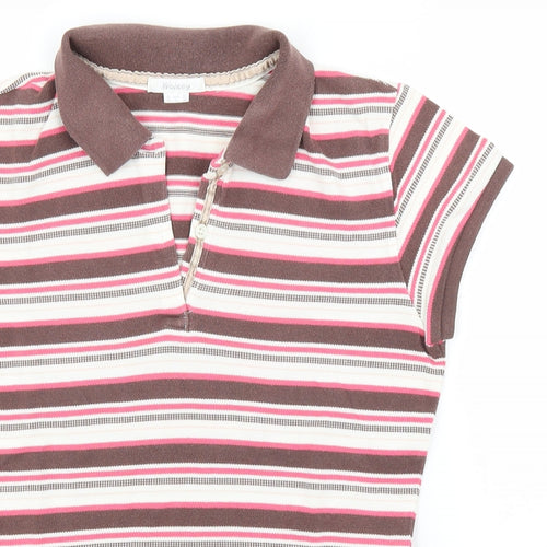 Wolsey Womens Brown Striped  Basic T-Shirt Size 10
