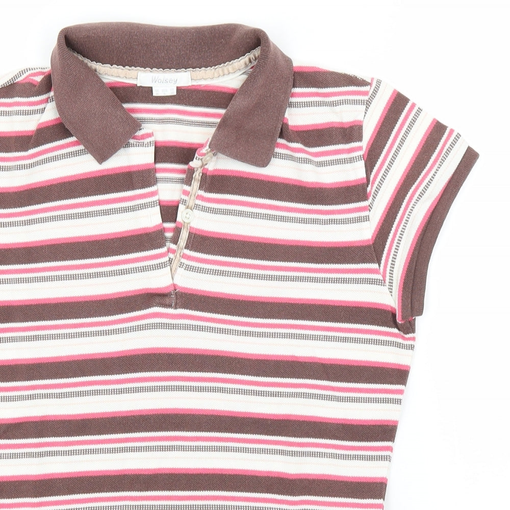 Wolsey Womens Brown Striped  Basic T-Shirt Size 10