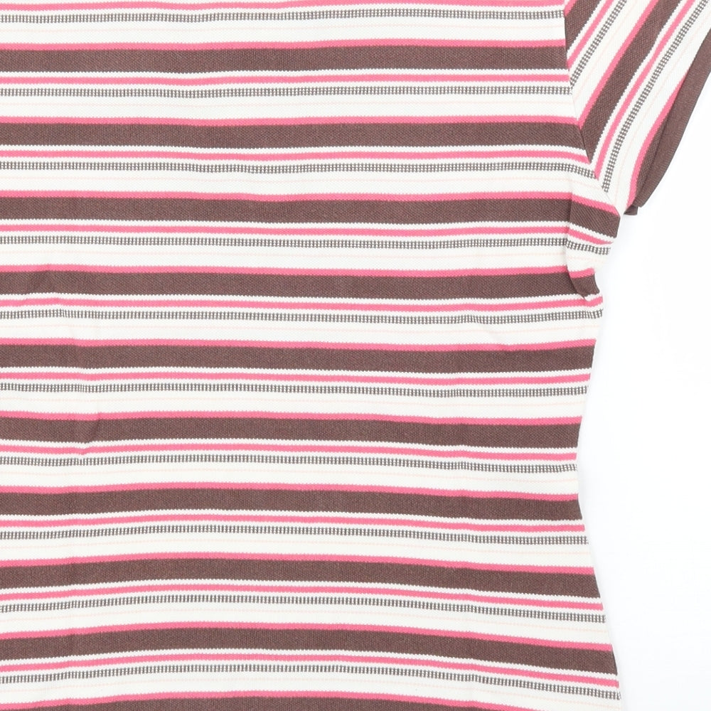 Wolsey Womens Brown Striped  Basic T-Shirt Size 10