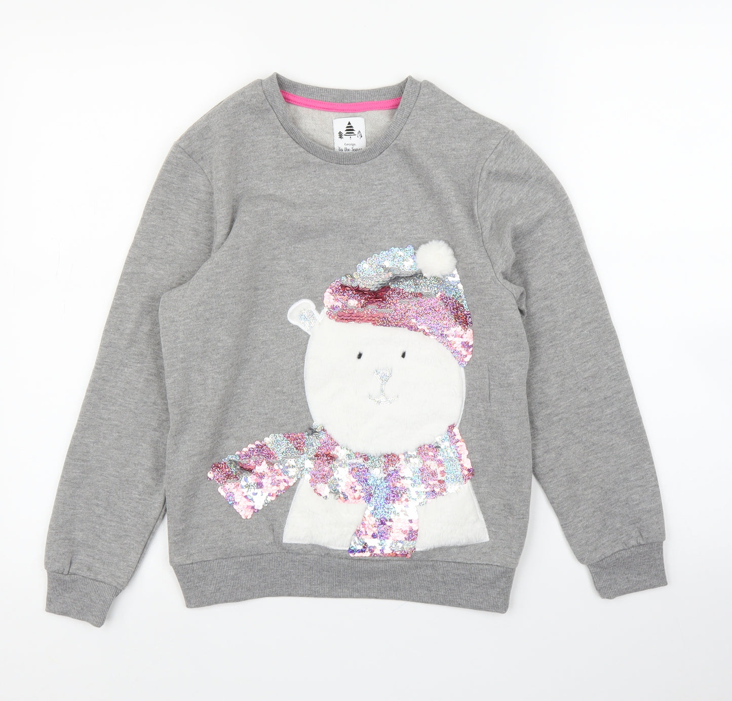 George Girls Grey   Pullover Jumper Size 11-12 Years  - Christmas