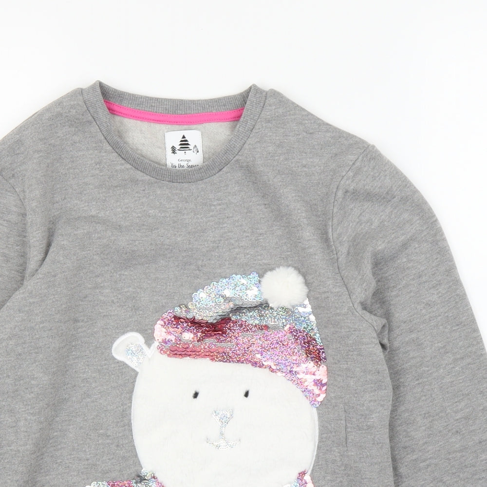 George Girls Grey   Pullover Jumper Size 11-12 Years  - Christmas