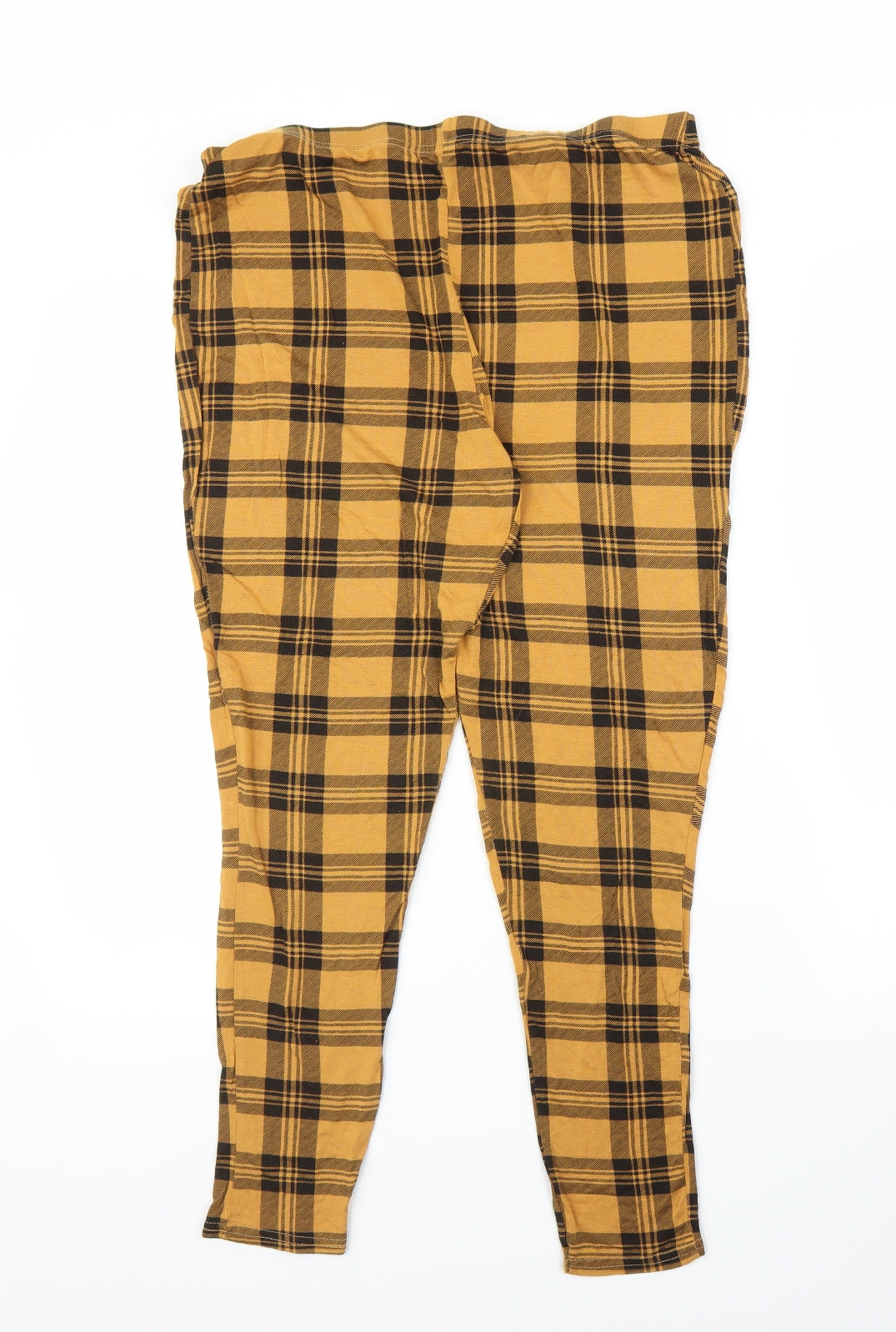 Boohoo Womens Yellow Plaid  Carrot Leggings Size 18 L25 in
