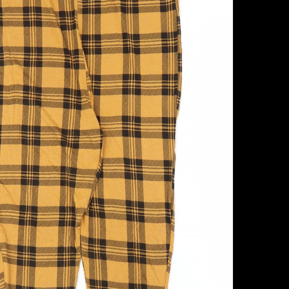 Boohoo Womens Yellow Plaid  Carrot Leggings Size 18 L25 in