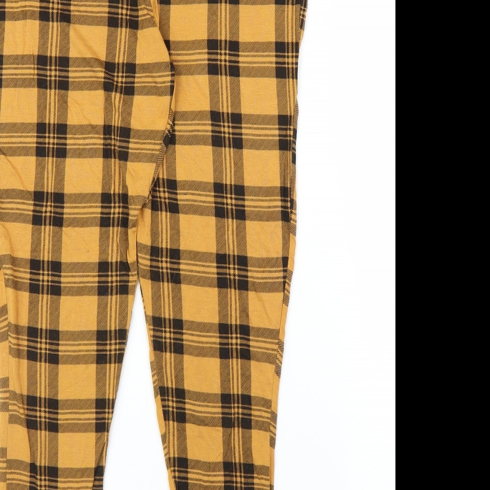Boohoo Womens Yellow Plaid  Carrot Leggings Size 18 L25 in