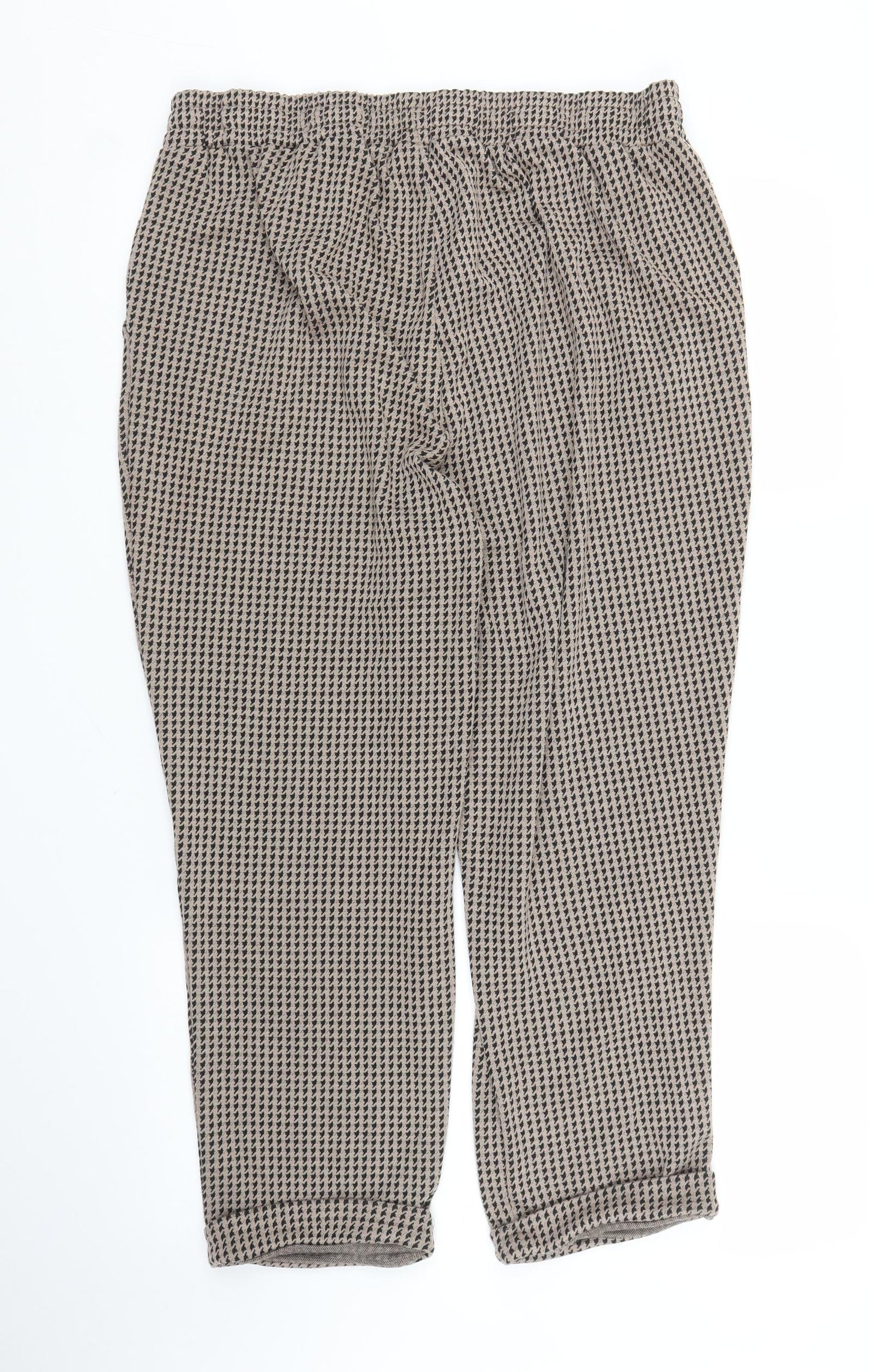 Primark Womens Beige Houndstooth  Capri Trousers Size 20 L23 in