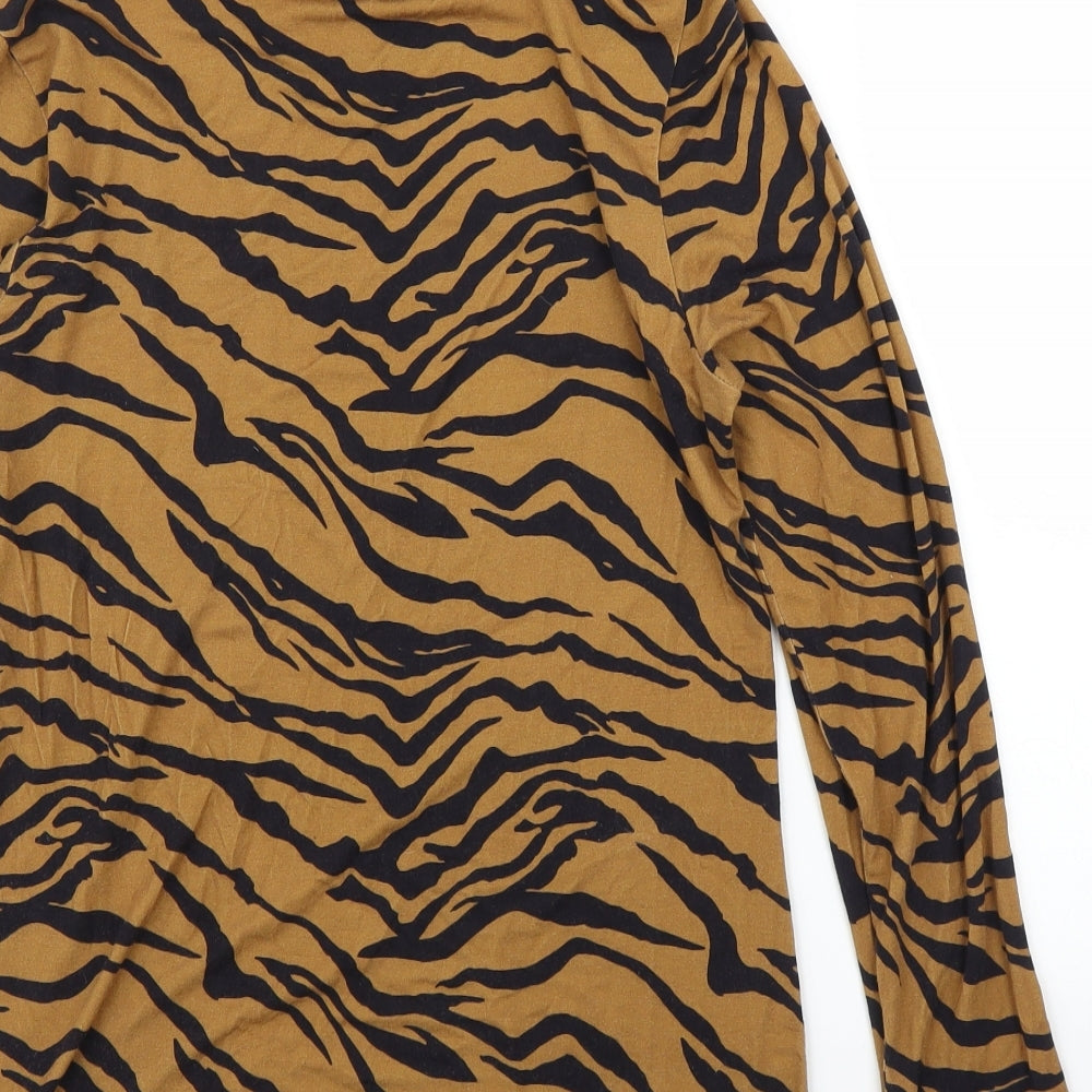 River Island Womens Beige Animal Print  Basic T-Shirt Size 12  - Tiger print