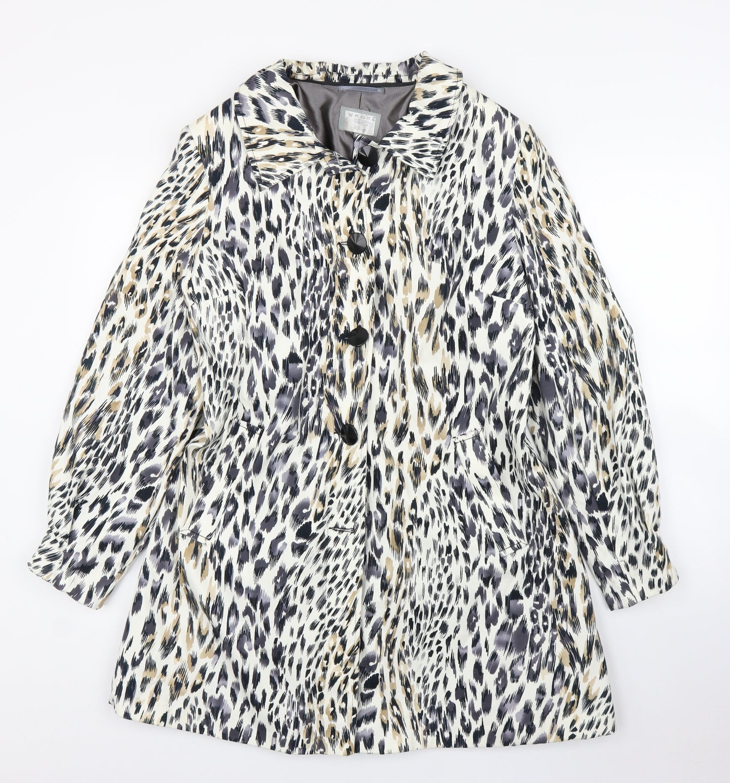 Preworn Womens Beige Animal Print  Overcoat Coat Size 16  - Leopard print