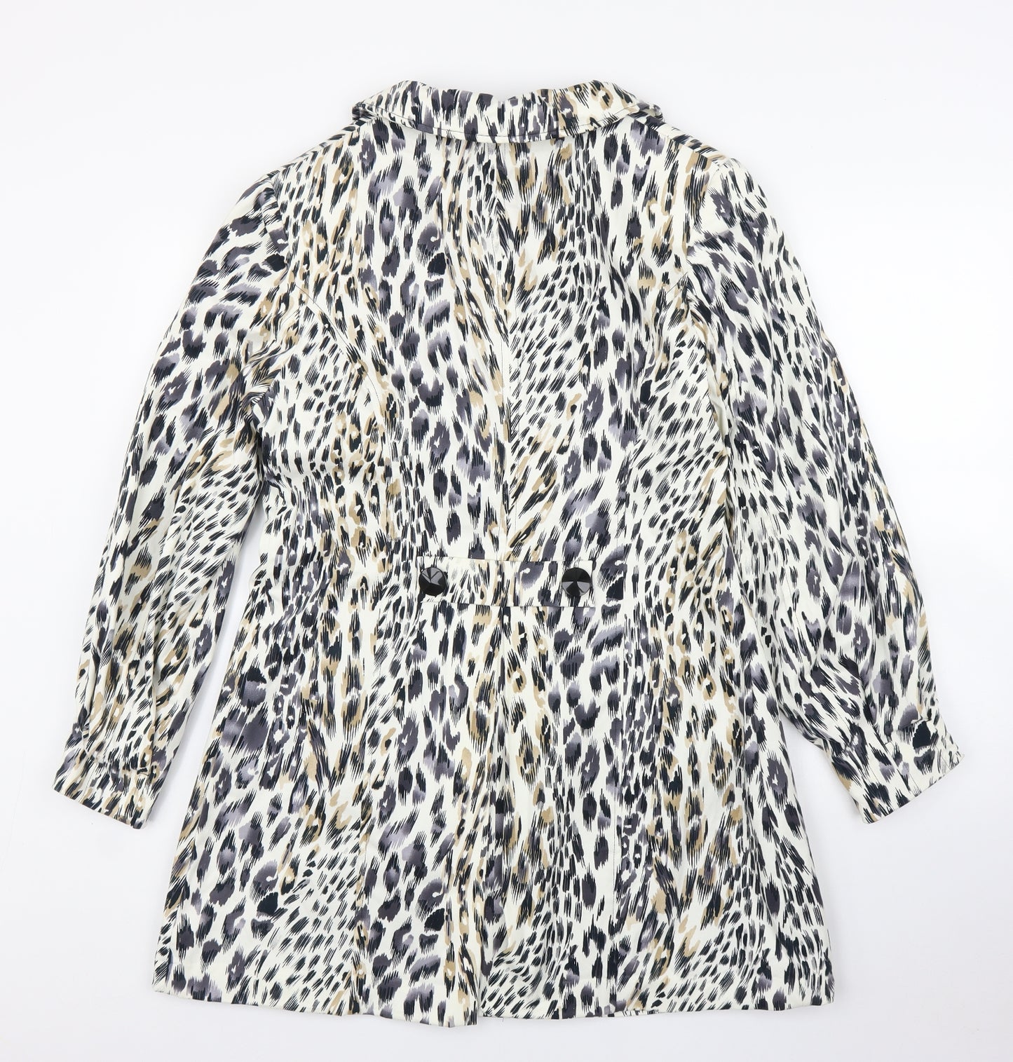Preworn Womens Beige Animal Print  Overcoat Coat Size 16  - Leopard print
