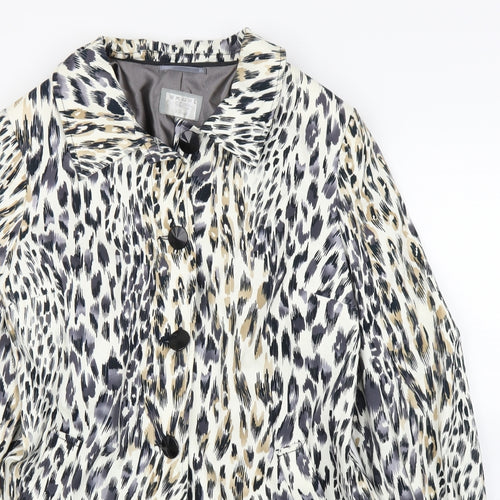 Preworn Womens Beige Animal Print  Overcoat Coat Size 16  - Leopard print