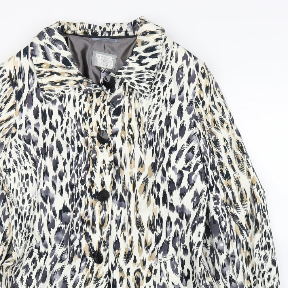 Preworn Womens Beige Animal Print  Overcoat Coat Size 16  - Leopard print