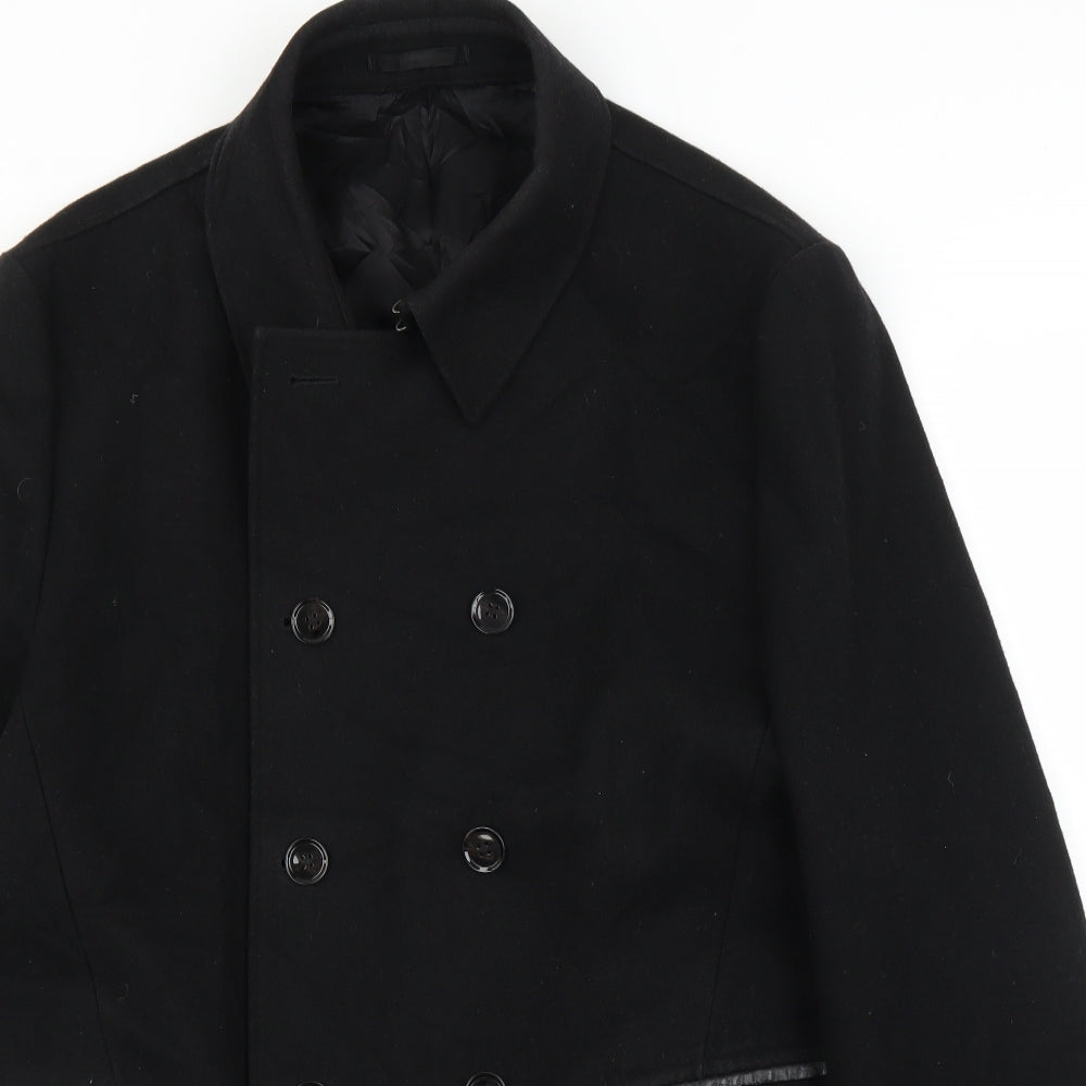 Kenneth Cole Mens Black   Pea Coat Coat Size XL