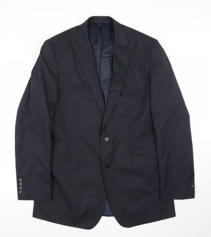 Tom English Mens Blue Striped  Jacket Suit Jacket Size 42