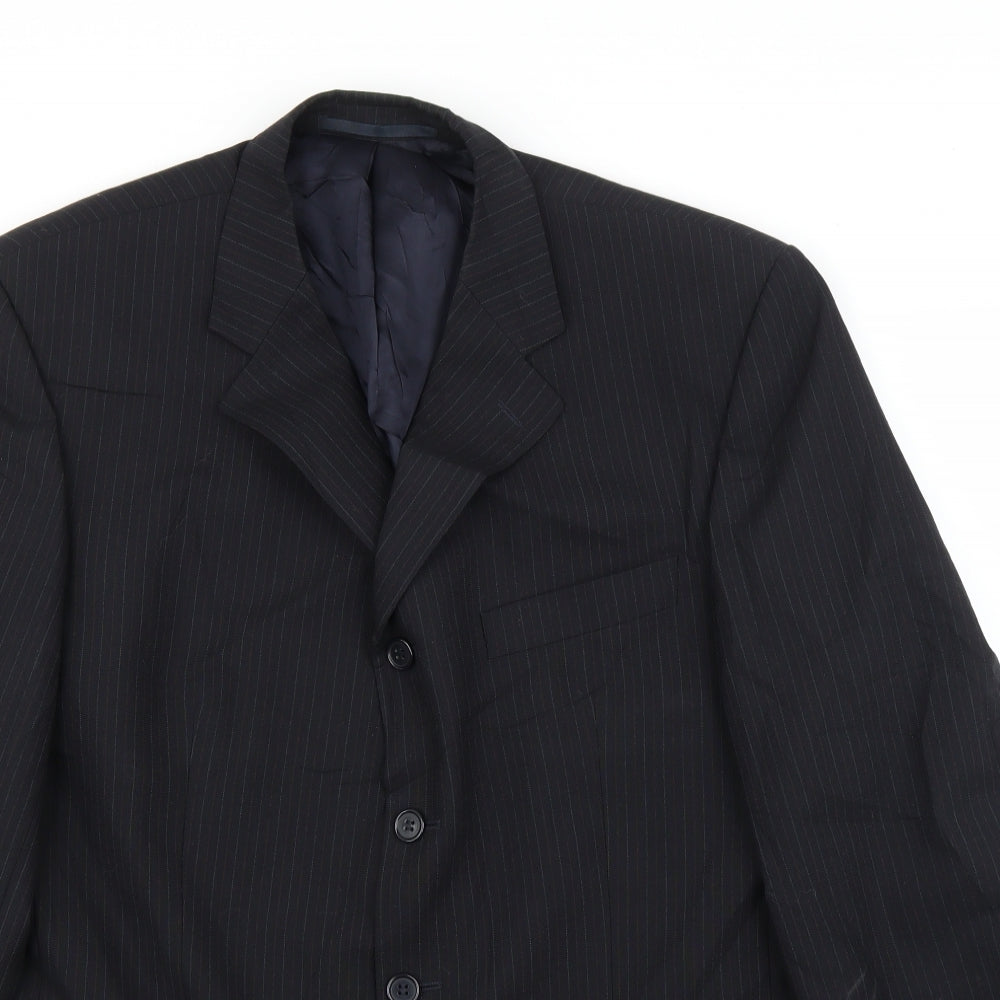 Principles Mens Black Striped  Jacket Suit Jacket Size 44
