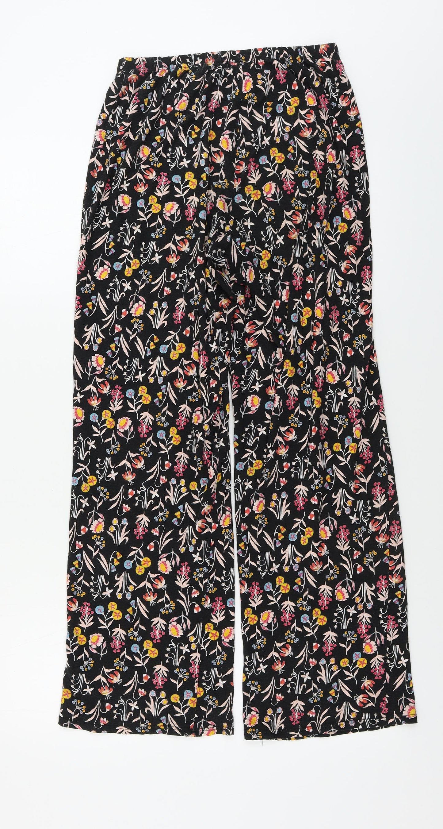 Marks and Spencer  Womens Black Floral  Trousers  Size 10 L26 in