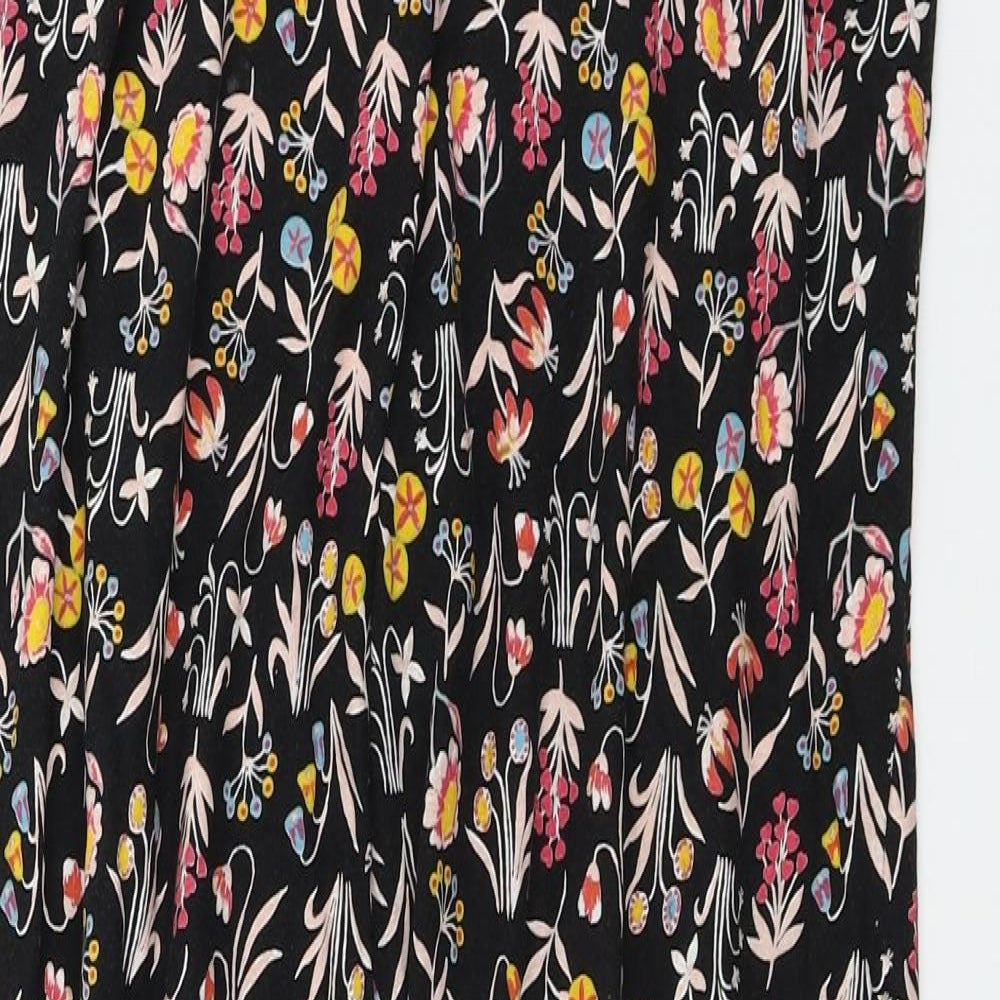 Marks and Spencer  Womens Black Floral  Trousers  Size 10 L26 in
