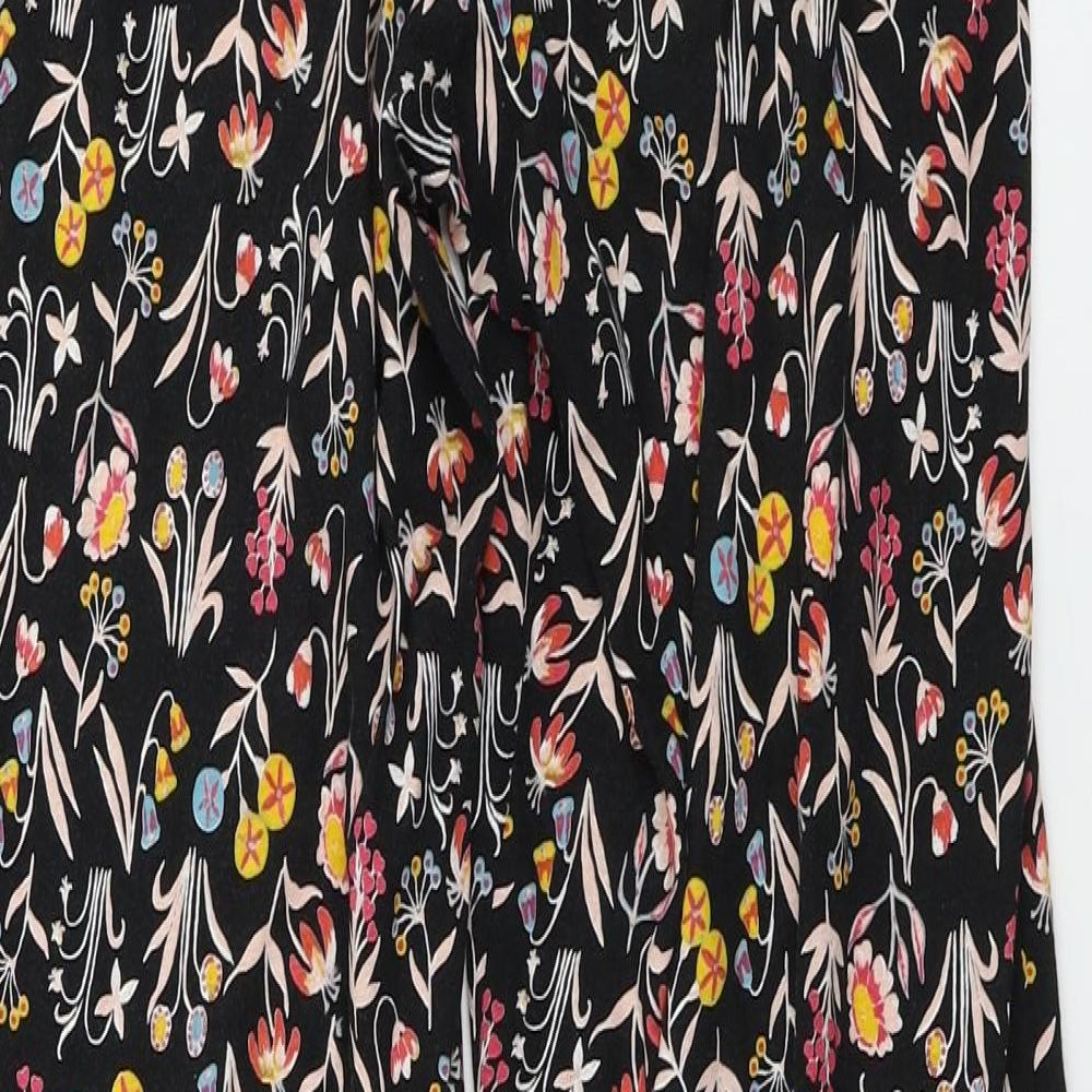 Marks and Spencer  Womens Black Floral  Trousers  Size 10 L26 in