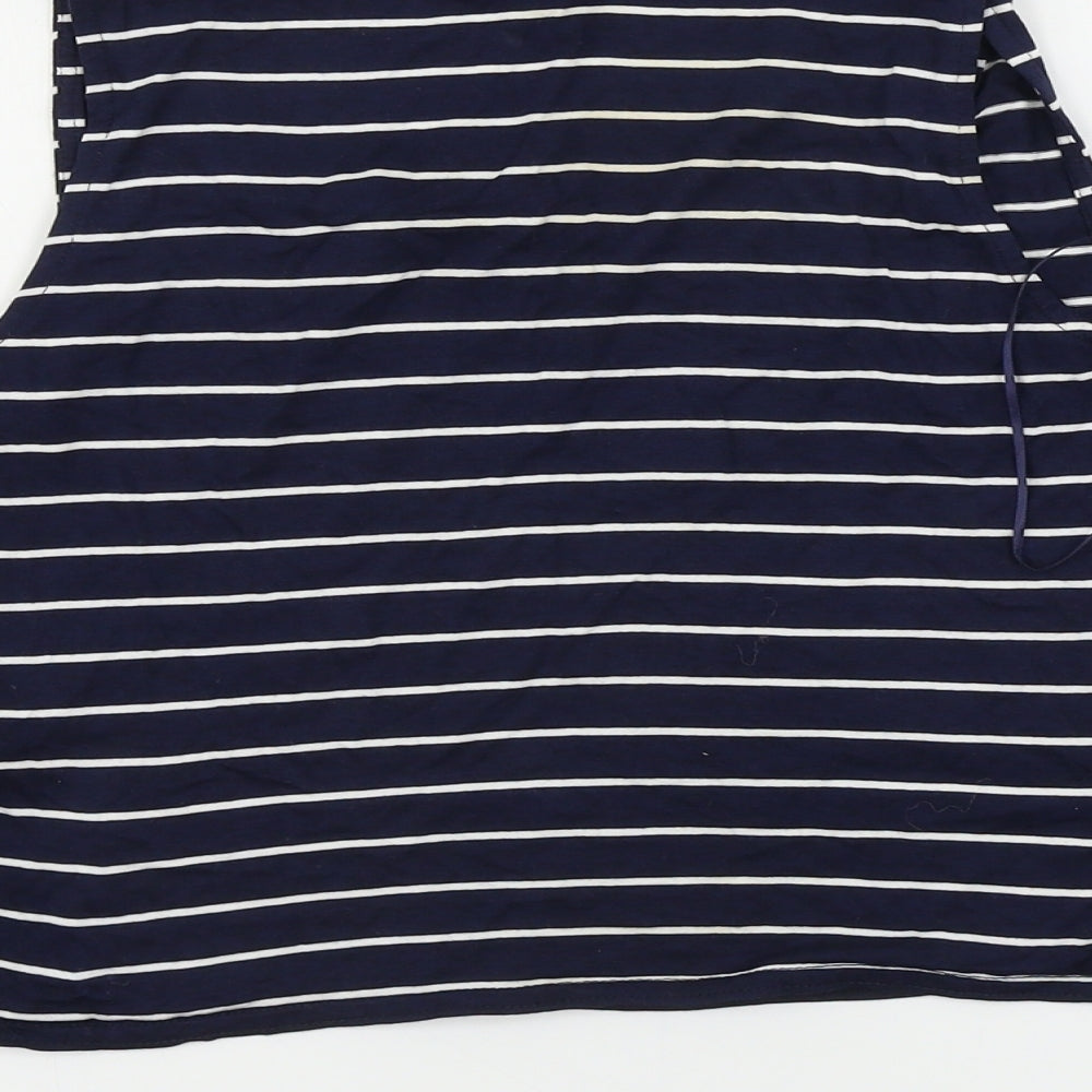 New Look Womens Blue Striped  Basic T-Shirt Size 8