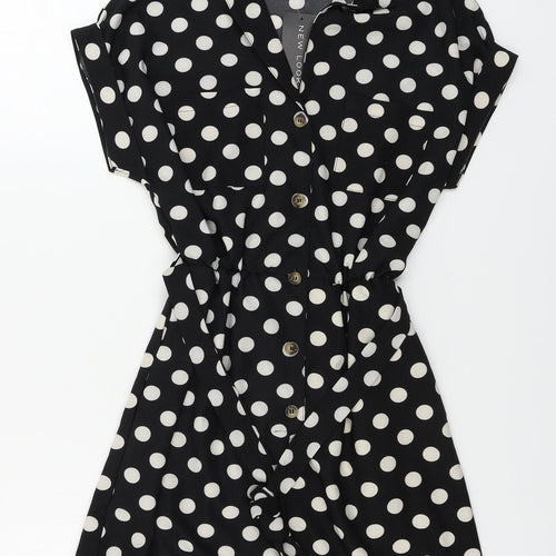 New Look  Womens Black Polka Dot  Jumpsuit One-Piece Size 8