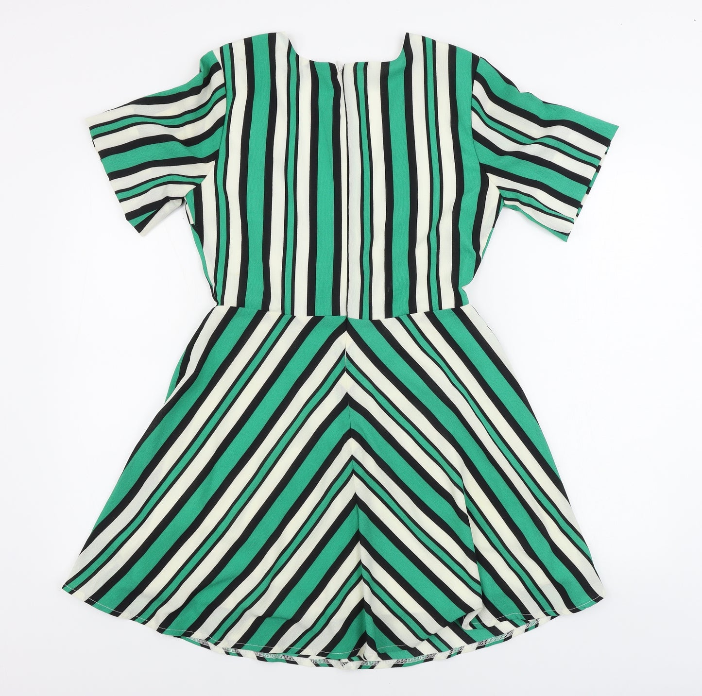 Boohoo  Womens Green Striped  A-Line  Size 8