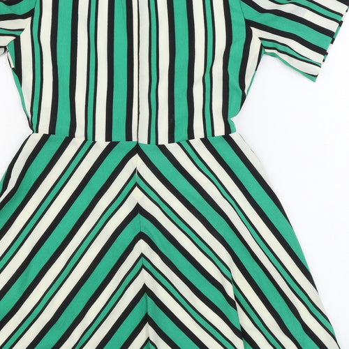 Boohoo  Womens Green Striped  A-Line  Size 8
