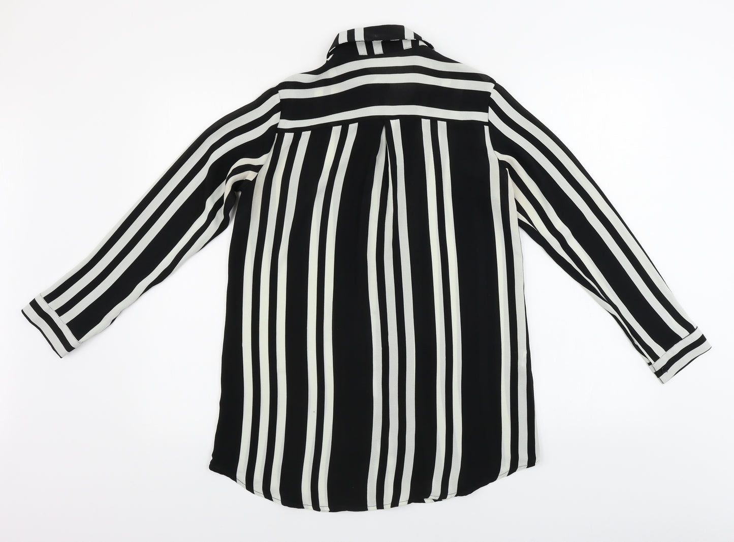 Love Sunshine  Womens Black Striped  Basic Button-Up Size 8
